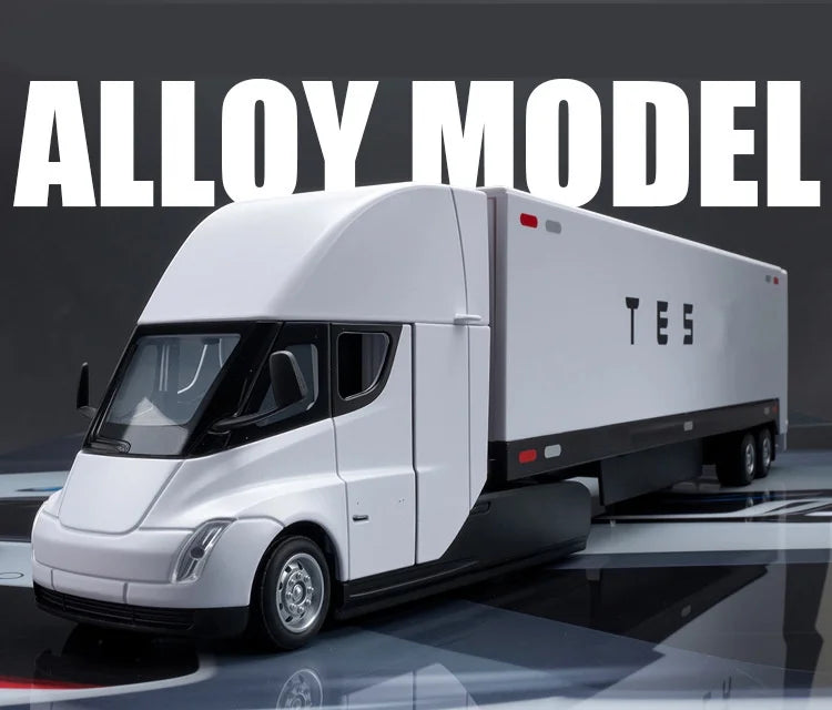 1:32 Semi Alloy Electric Semi Trailer Truck Head Car Model Diecast Container Transport Truck Vehicles Car Model Sound Light Toys
