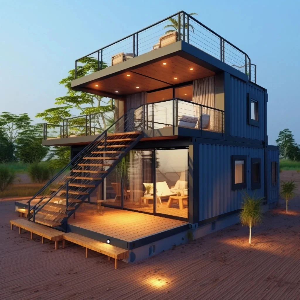 Container house second floor terrace removable outdoor wooden house