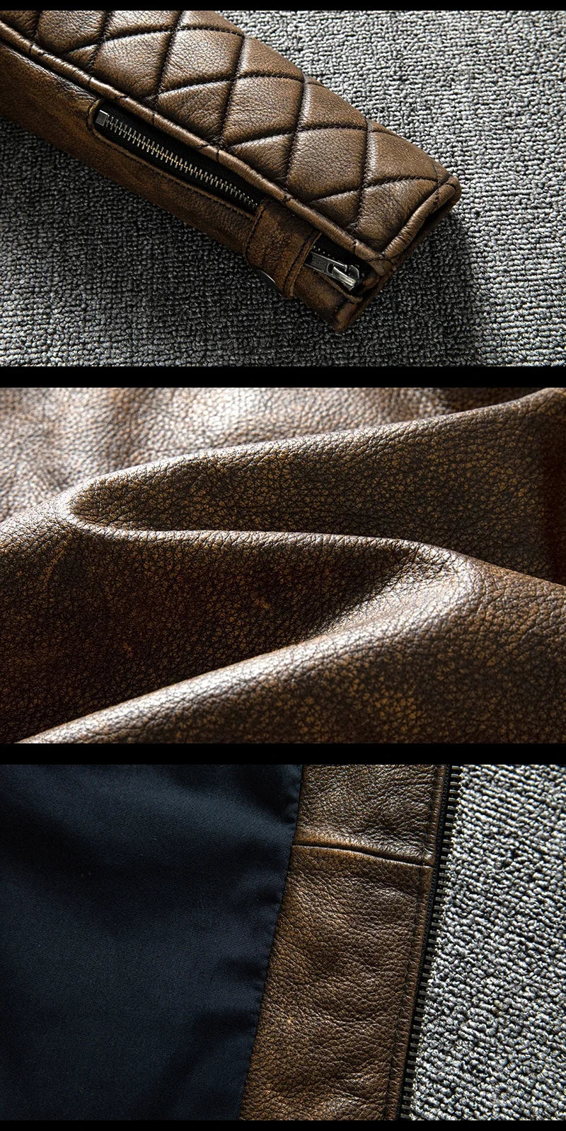 Vintage Men Leather Jacket Yellow Brown Thick 100% Genuine Cowhide Biker Jacket Slim Fit Men Motorcycle Coat Spring ASIAN SIZE