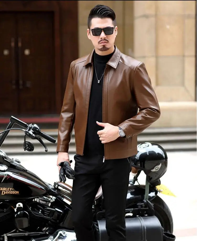 Men's Leather Jacket Man Real Leather Coat Male Leather Clothing Fashion Leather Jacket Genuine Leather Motorcycle Jacket