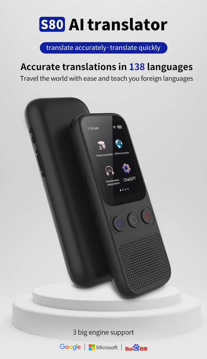 Language Translator Device Portable Translator 148 Languages Real-time Recording Translation WIFI Ai ChatGPT Translate Machine