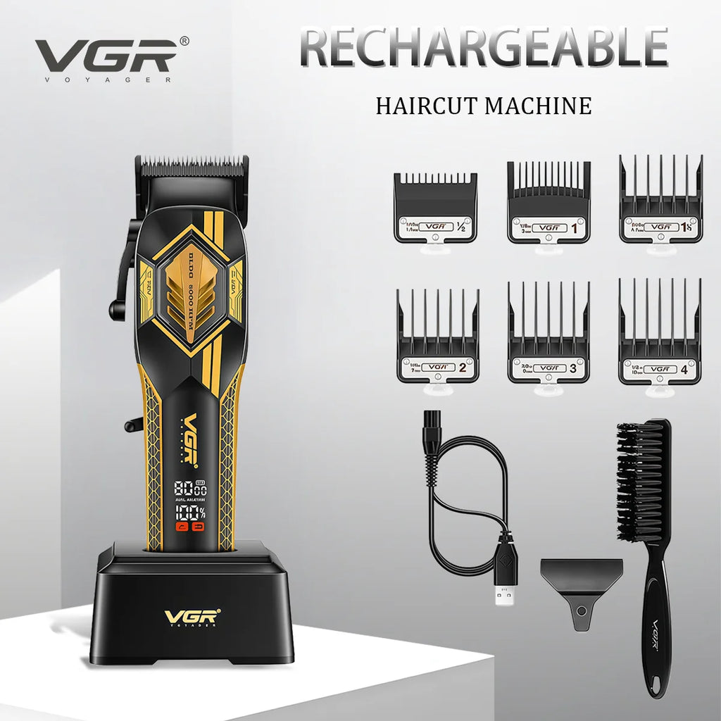 VGR Professional Hair Clippers Rechargeable Hair Trimmer Adjustable Finishing Haircut Machine DLC Blade Clippers For man V-119
