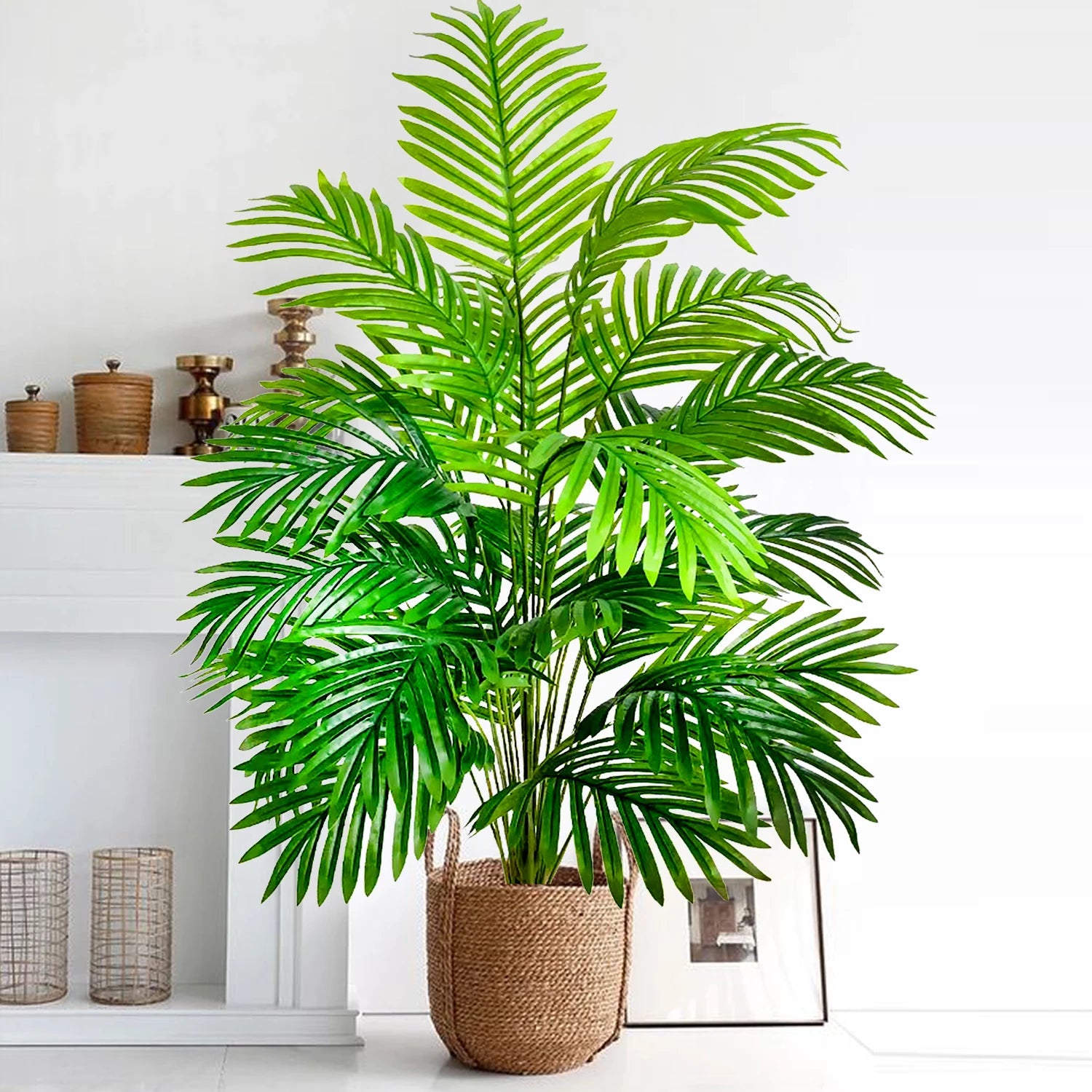 53-123cm  Artificial Palm Tree Tropical Fake Plant Green Plastic Palm Leaf Branches Suitable for Home Garden Decoration