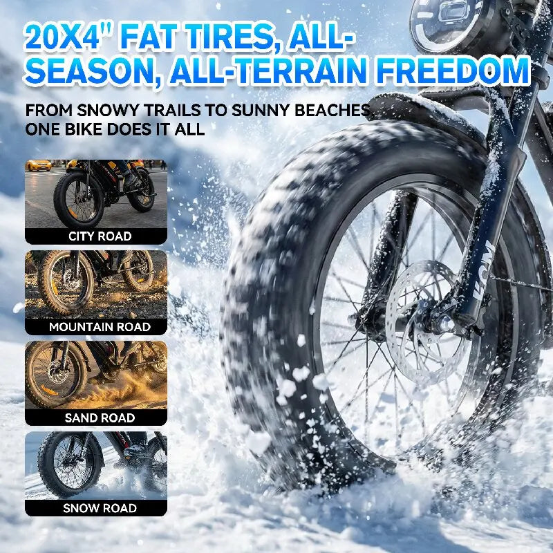 Thick Tire Electric Bike 20 26 Inch 1000w 2000w 30-50mph 30-60mile 48v Aluminum Alloy Factory Original,for Electric Bicycle