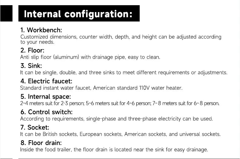 Mobile Food Trailer With Full Kitchen Hot dog Burgers Cart Mobile Street Fast Food Van