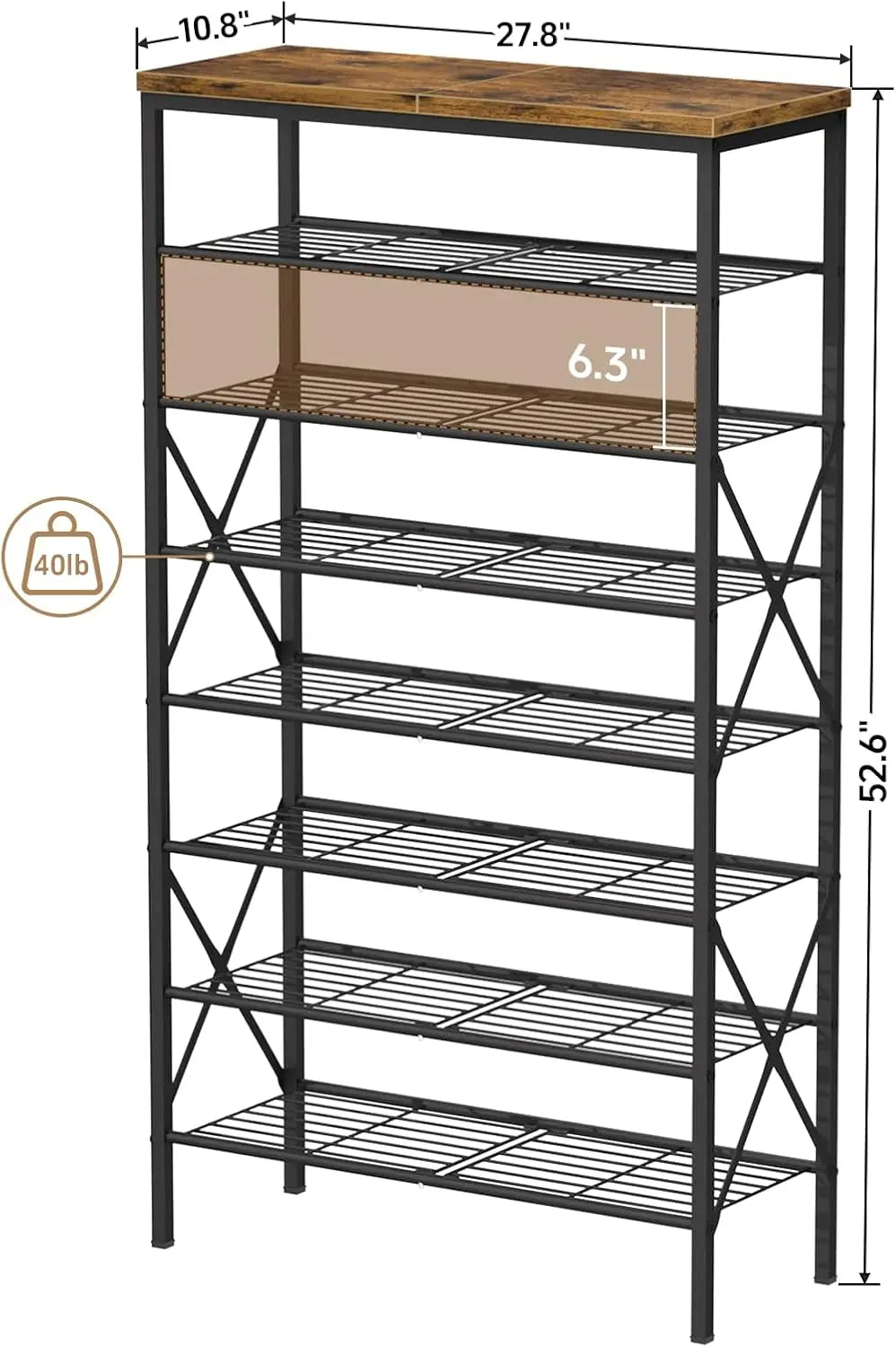 8-Tier Tall Shoe Rack Organizer, Holds 32 Pairs, Durable Adjustable Metal Shelf for Entryway or Closet