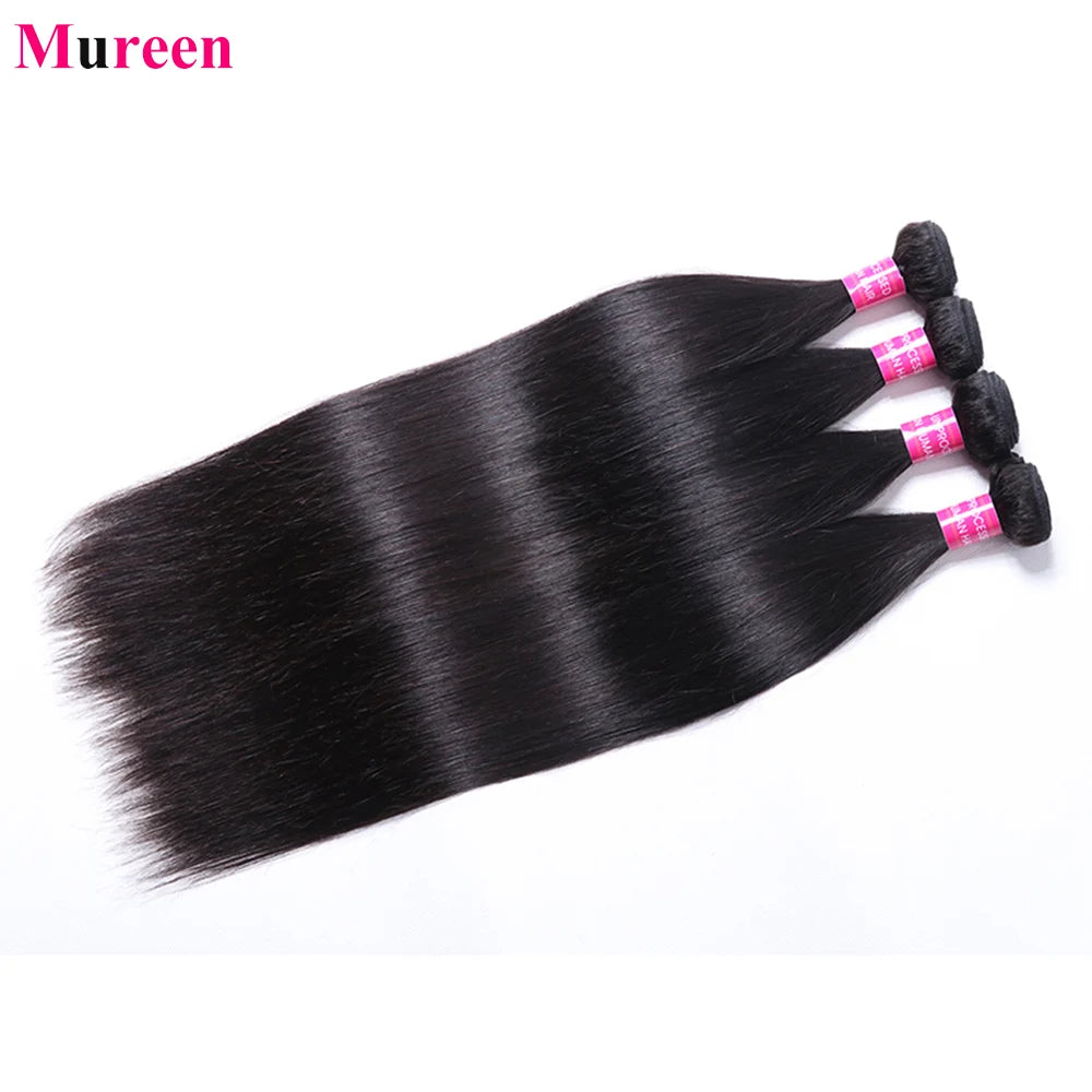 Mureen 100% Unprocessed Raw Human Hair Weave 1/3/4 Bundles Quick Weave Sew In Human Hair Extension Straight Human Hair Bundles