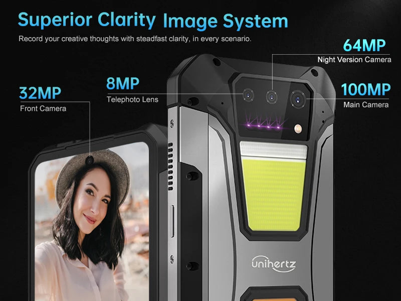 Unihertz Tank 2 Pro 8849 Rugged Phone with Projector, 100Mp Camera, 24Gb 512Gb, Android 14, 100Mp, Nfc, Helio G99, 23800Mah, 4g