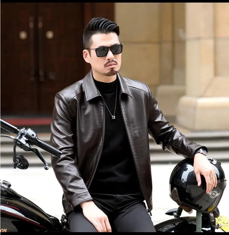 Men's Leather Jacket Man Real Leather Coat Male Leather Clothing Fashion Leather Jacket Genuine Leather Motorcycle Jacket