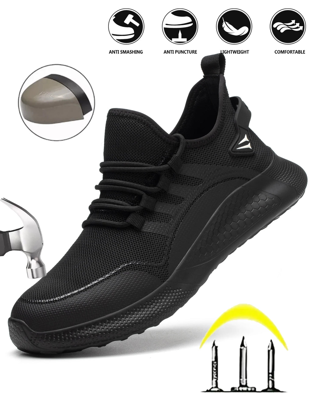 New Breathable Lightweight Work Shoes Comfortable Soft Safety Shoes European Standard Safety Shoes Sport Safety Steel-Toed Shoes