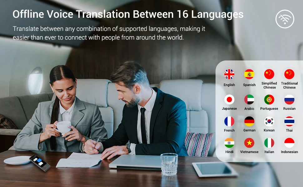 Wooask W12 Translator Device,Two Way Real Time Voice Translator, 144 Languages with 16 Offline Packages , for Travel Business