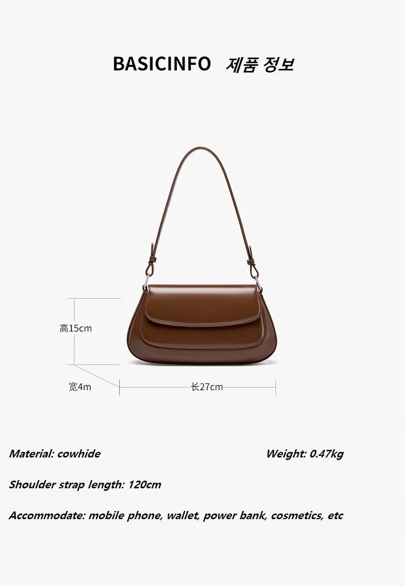 100% Genuine Leather Women Shoulder Bag Korean style Ladies Luxury Cow Leather Crosssbody armpit Bag handbag For Street Shopping