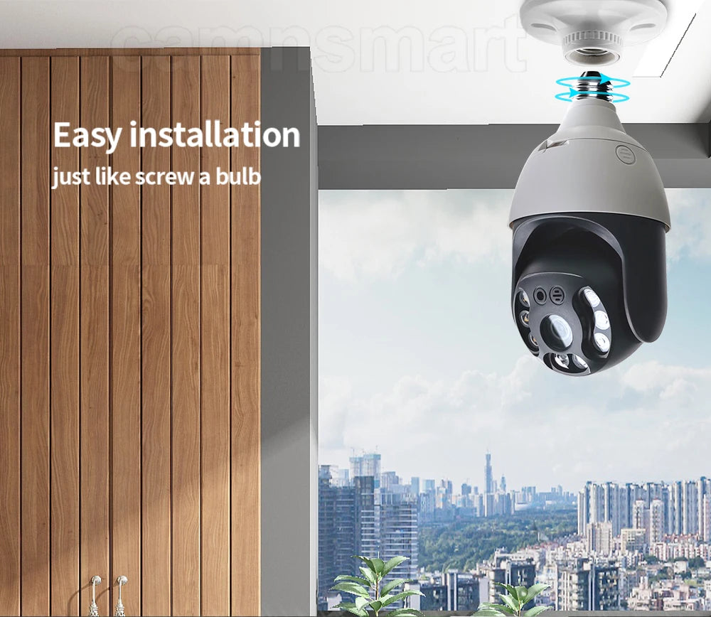 Ultra 6MP Outdoor Wireless WIFI Camera E27 Bulb Type for Smart Home Tuya APP IP66 Waterproof Auto Track Motion Detection