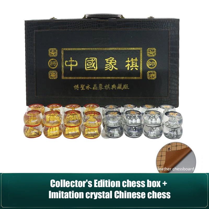 Chinese Chess Set Luxury Table Board Games Artificial Crystal Engraving Chess Family Party Children Adult Collect Birthday Gift