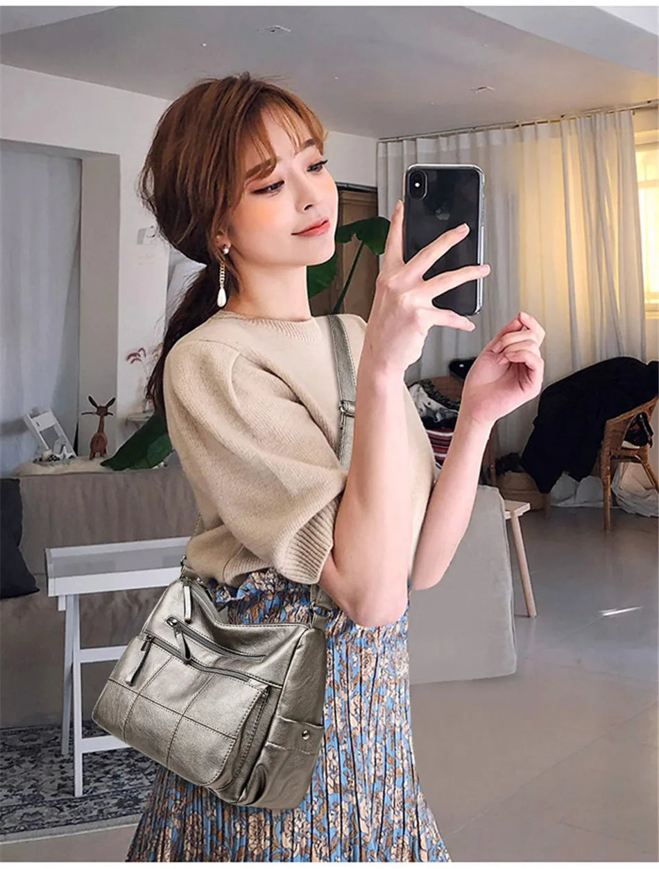 2 Layers Genuine Brand Leather Shoulder Messenger Luxury Handbags Women Bags Designer High Quality Crossbody Bags for Women Sac