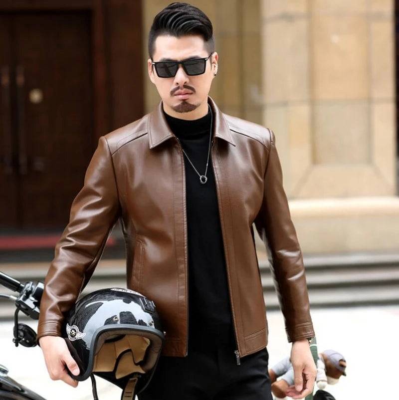 Men's Leather Jacket Man Real Leather Coat Male Leather Clothing Fashion Leather Jacket Genuine Leather Motorcycle Jacket