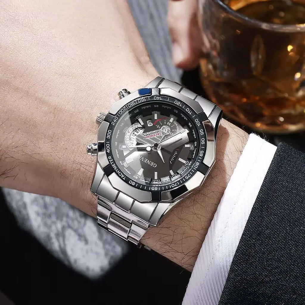 Luxury Men Business Watches Fashion Large Dial Calendar Quartz Watch Reloj Hombre（Without Box）