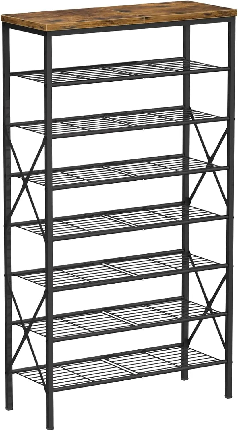 8-Tier Tall Shoe Rack Organizer, Holds 32 Pairs, Durable Adjustable Metal Shelf for Entryway or Closet
