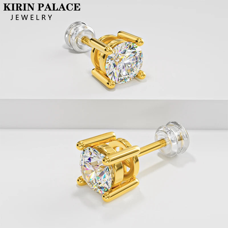 Original Real 18K Gold Moissanite Diamond Earrings Authentic AU750 Exquisite Gift Gold Earrings For Woman Female Fine Jewelry