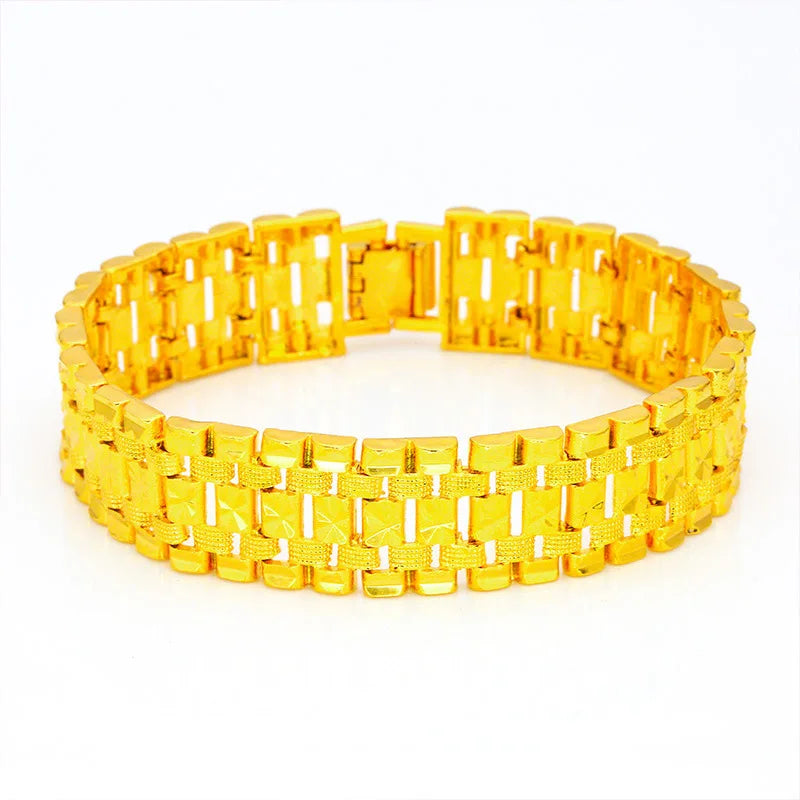 Euro Coin Men's Bracelet, 24K Gold, AU999 | Matte gold lion-engraved coin with distressed chain, rugged for casual wear