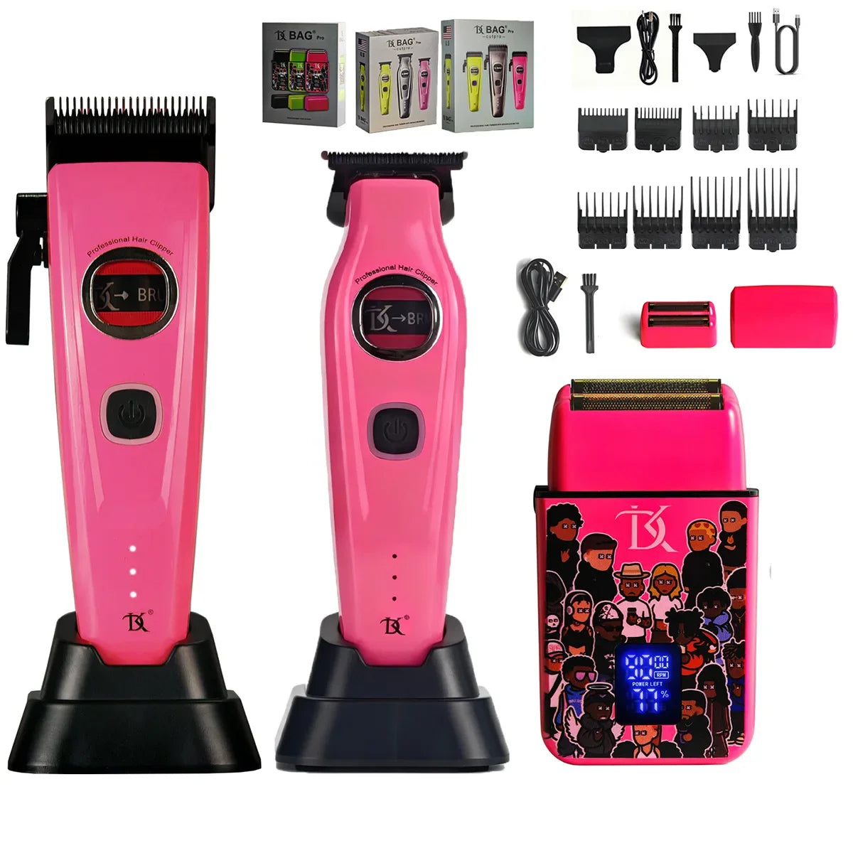 WMARK NG-8613KIT BRDCLIP Barber Set Professional Men's Hair Clipper Trimmer Set DLC Blade Electric Machine Barber Charging Base