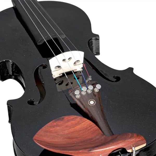 Full Size Matte Black 4/4 Spruce Panel Wooden Violin Set with Case Bow Rosin  4 Strings Shoulder Rest Turner Cleaning Cloth