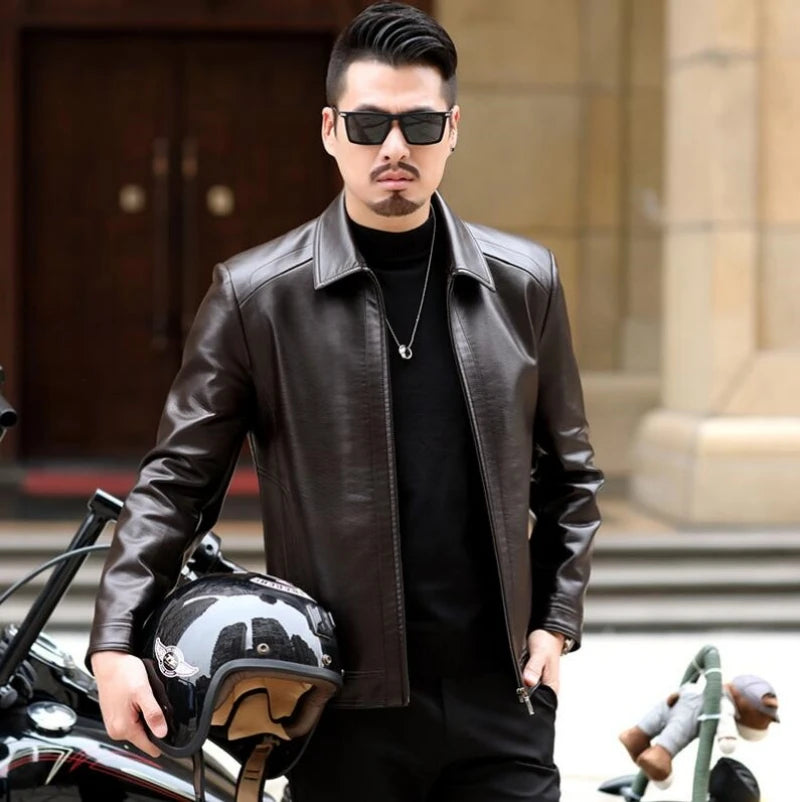 Men's Leather Jacket Man Real Leather Coat Male Leather Clothing Fashion Leather Jacket Genuine Leather Motorcycle Jacket