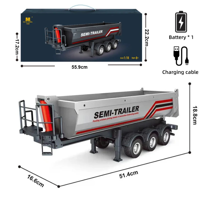 HUINA 770S Rc Truck Trailer Tractor 1/18 1501 Remote Control Car 19 Ch Electric Machine Engineering Cars Radio Controlled Toys