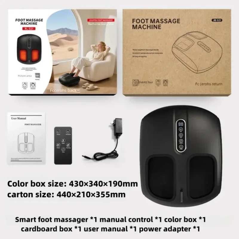 Jinkairui Automatic Foot Massage Machine with Fully Wrapped Rollers Sole Kneading Airbag Pressing Relaxation Foot Massager