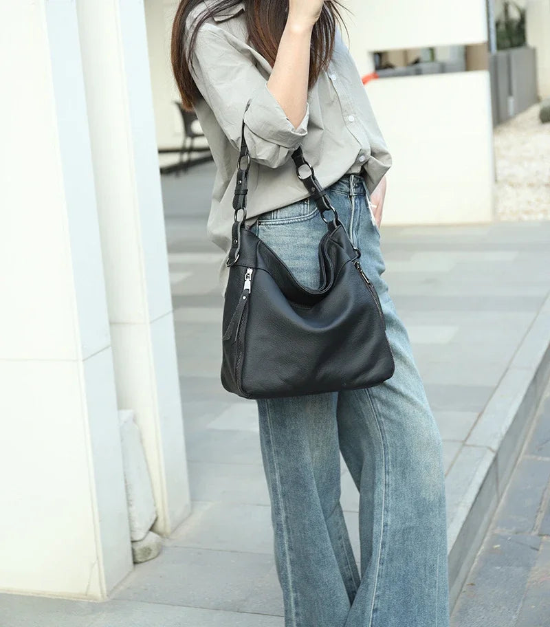 2025 Luxury Women's Handbag - Genuine Cow Leather, Large Capacity & Versatile Shoulder/Crossbody/Tote Commuting Bag