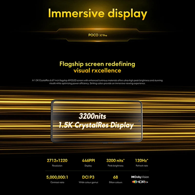 POCO X7 Pro Global Version Mobile Phone 6000mAh Battery 90W HyperCharge Dimensity 8400-Ultra 120Hz 1.5K display IP68 NFC