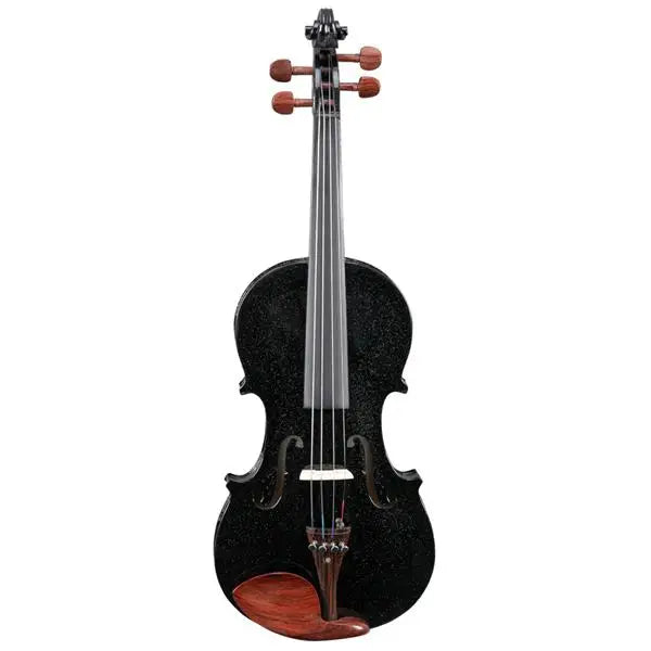 Full Size Matte Black 4/4 Spruce Panel Wooden Violin Set with Case Bow Rosin  4 Strings Shoulder Rest Turner Cleaning Cloth