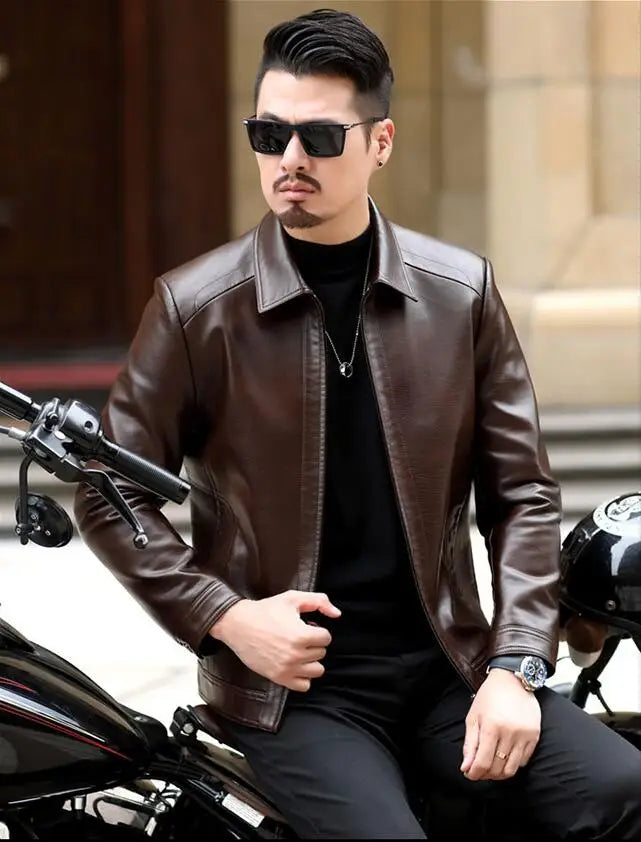 Men's Leather Jacket Man Real Leather Coat Male Leather Clothing Fashion Leather Jacket Genuine Leather Motorcycle Jacket