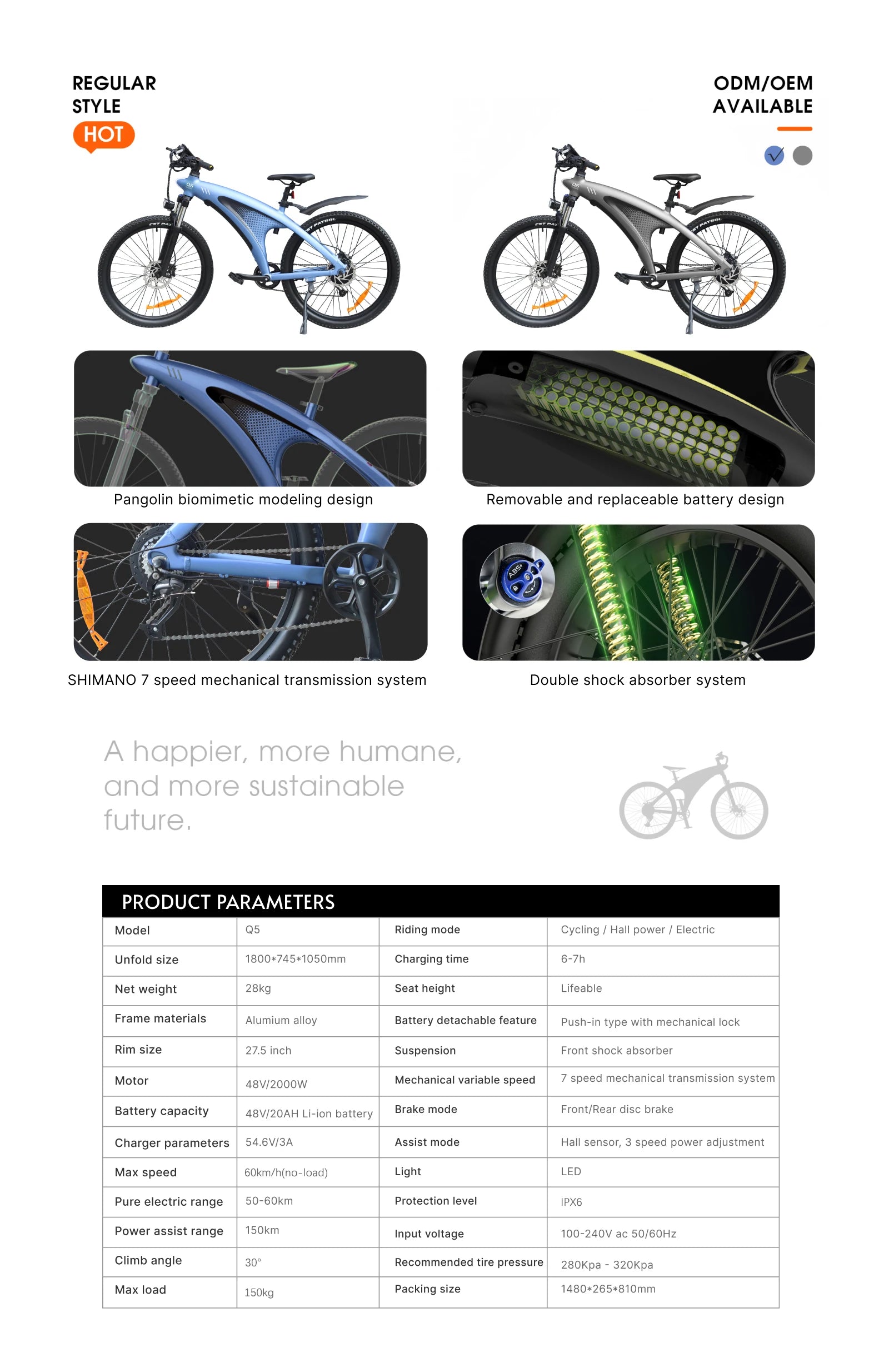 HUANCI Q5 electric bike 2000W electric bikes 27.5 Inch Electric bicycle  48V 20AH  electric e bike Mountain adults ebike fatbike