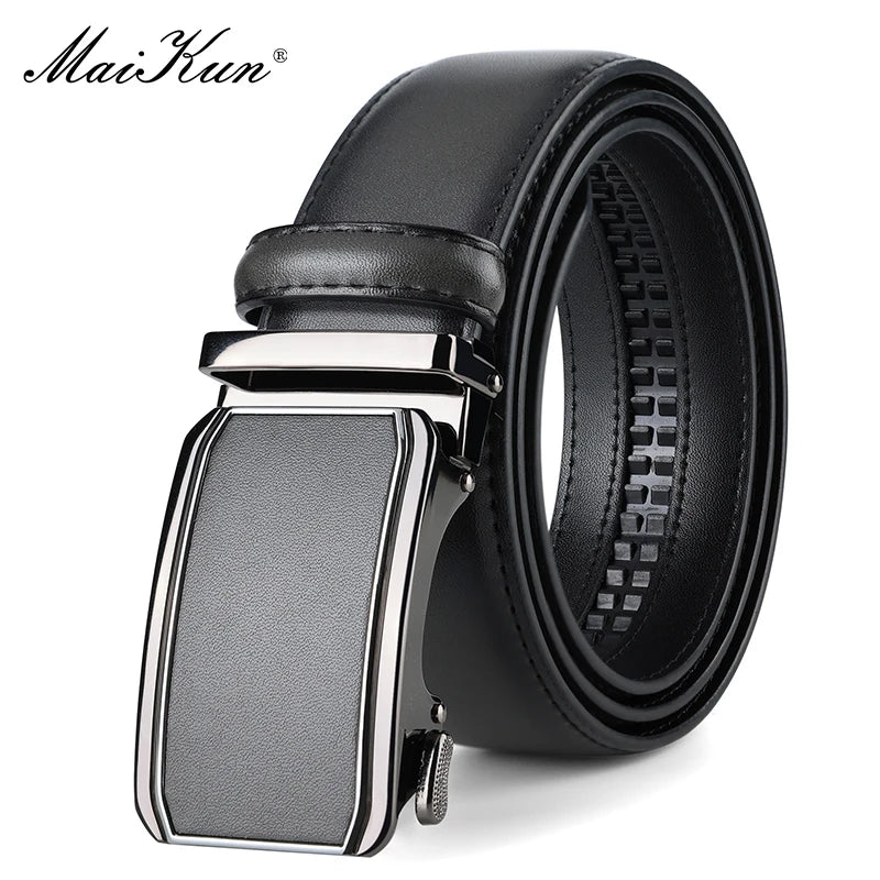 Maikun Leather Ratchet Belt For Men Click Leather Belt Adjustable Buckle Trim To Fit Black Brown