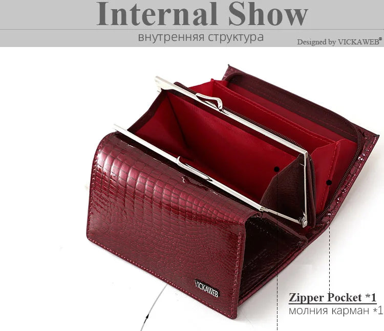 Free Gift Women Genuine Leather Short Wallet Female Fashion Purses Ladies Alligator Hasp & Zipper Small Coin Bag AE2155