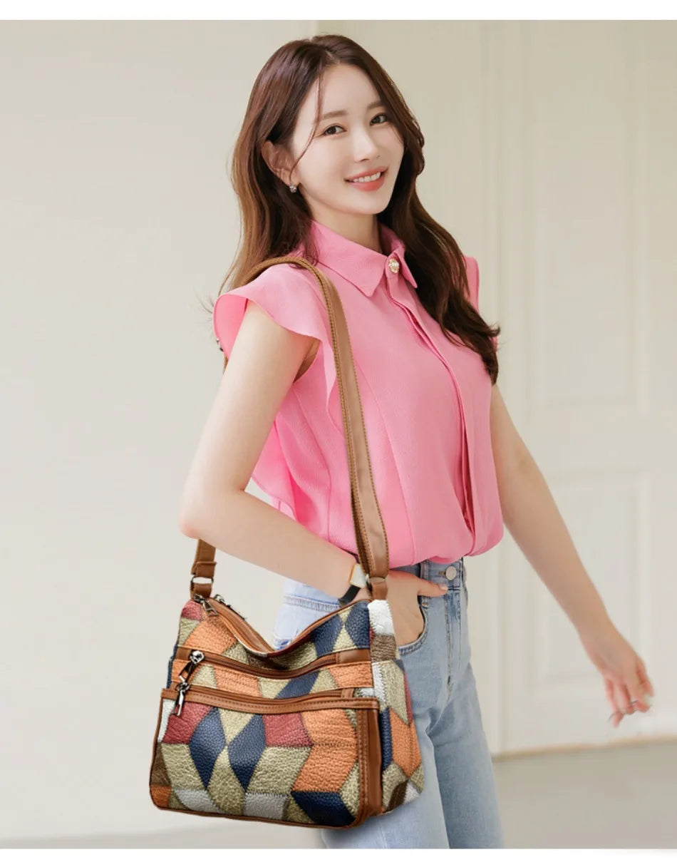 Soft Leather Purses and Handbags Casual Shoulder Crossbody Bags for Women 2024 Vintage Multi-pocket Ladies Messenger Bags Design