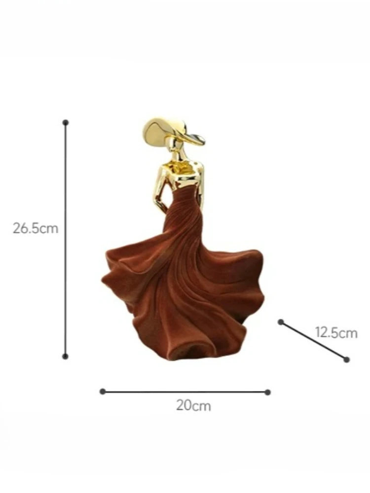 Luxury Home Decor Electroplating Flocked Figure Figurine Desk Decoration High-end LivingRoom TV Wine Cabinet Craft Ornament Gift