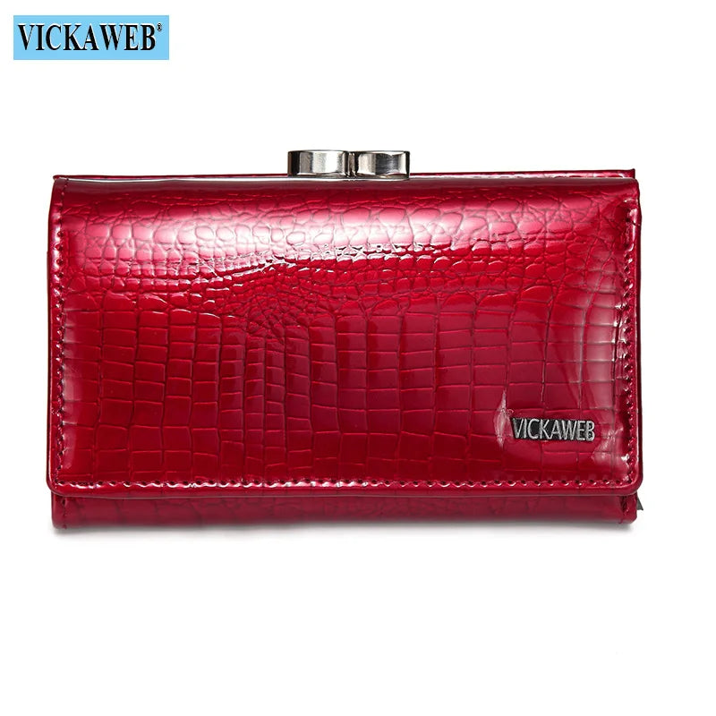 Free Gift Women Genuine Leather Short Wallet Female Fashion Purses Ladies Alligator Hasp & Zipper Small Coin Bag AE2155