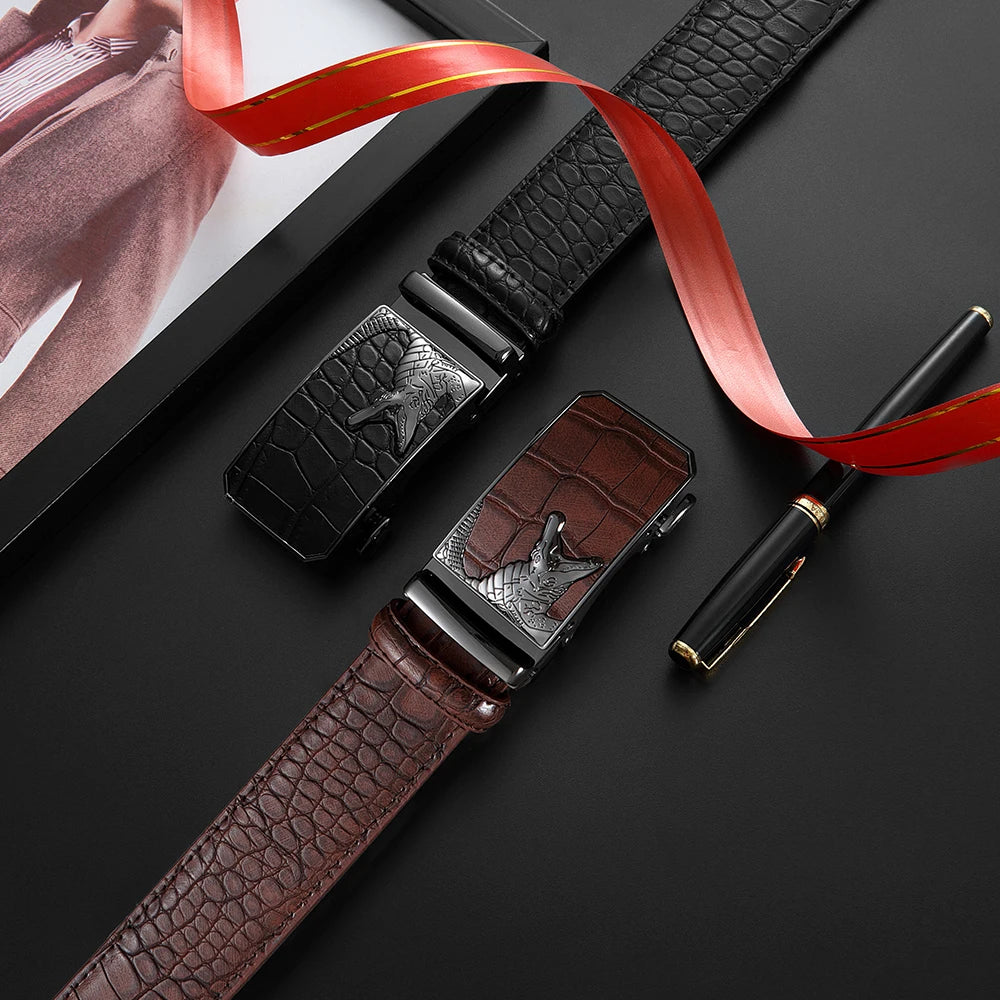 Men's PU Leather Belt Fashion Automatic Buckle Belt for Popular Business High Quality Male Belt