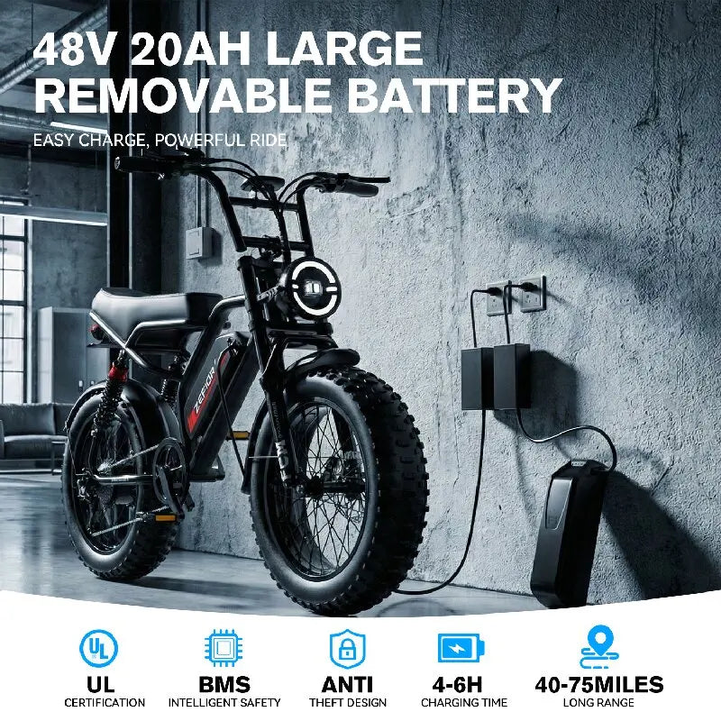 Thick Tire Electric Bike 20 26 Inch 1000w 2000w 30-50mph 30-60mile 48v Aluminum Alloy Factory Original,for Electric Bicycle