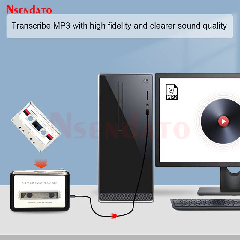 Portable USB C Cassette Player Recorder Tape to mp3 converter Type C to USB Cassette Capture Audio Music Radio Player
