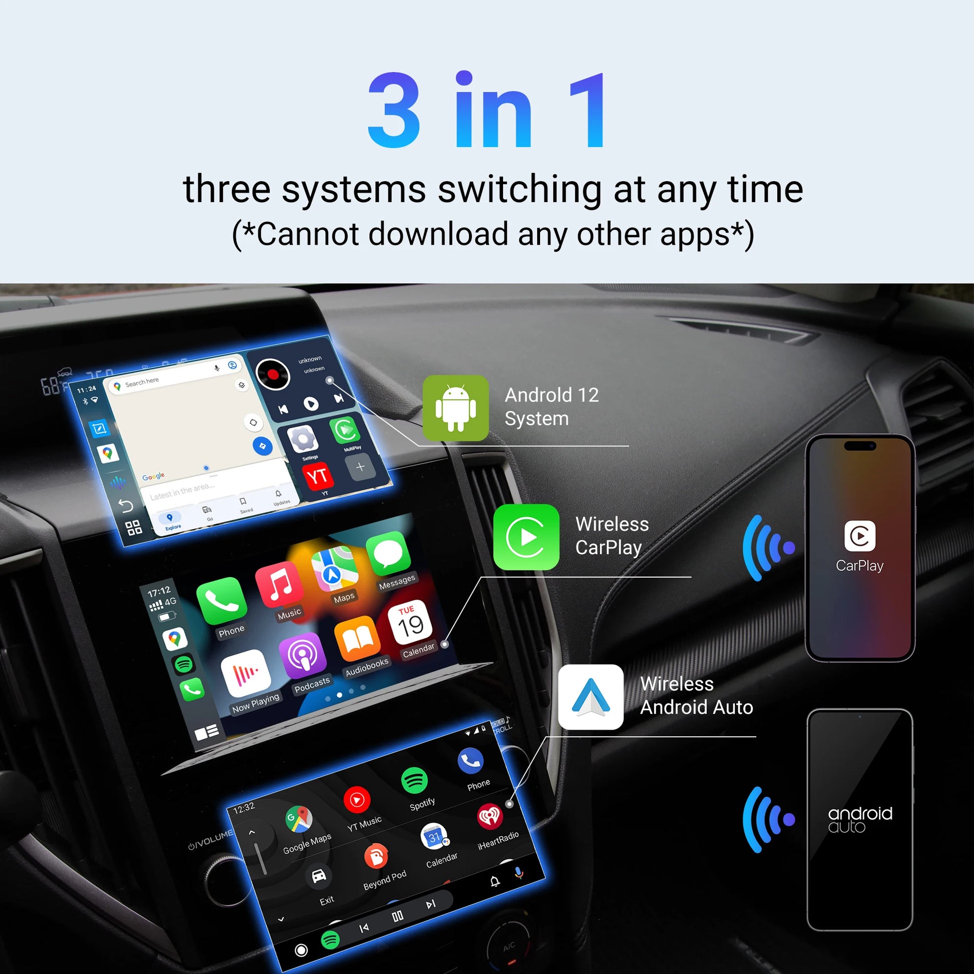 2025 CarPlay Ai Box Wireless Android Auto Car Play Adapter Smart Car TV Accessories for Net flix UtubeQualcomm Snapdragon 6125