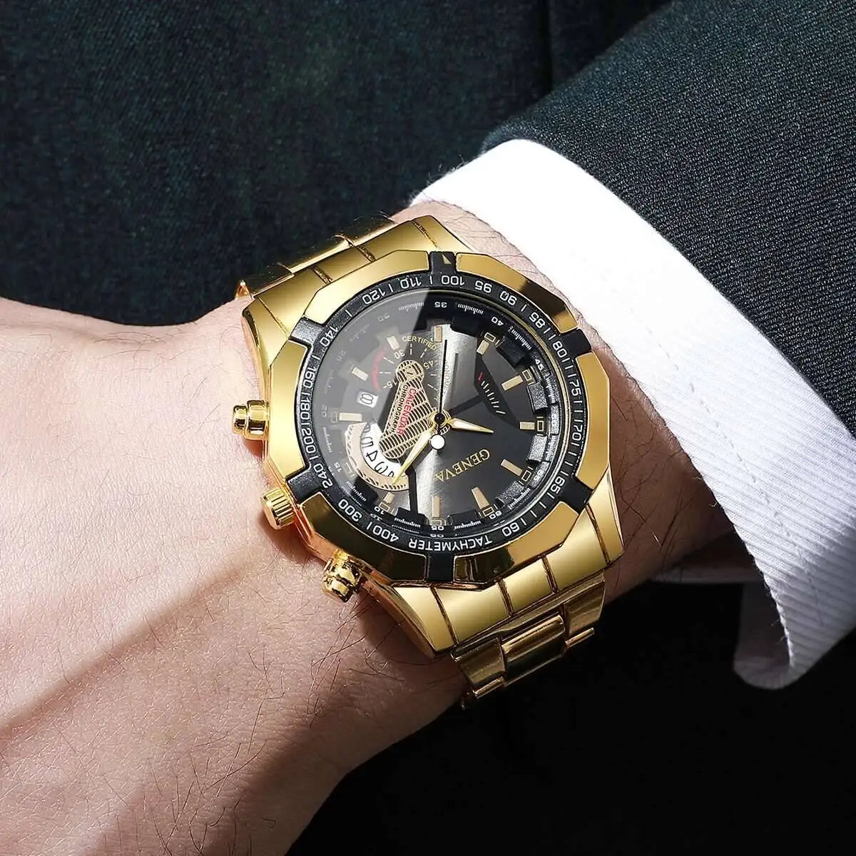 Luxury Men Business Watches Fashion Large Dial Calendar Quartz Watch Reloj Hombre（Without Box）