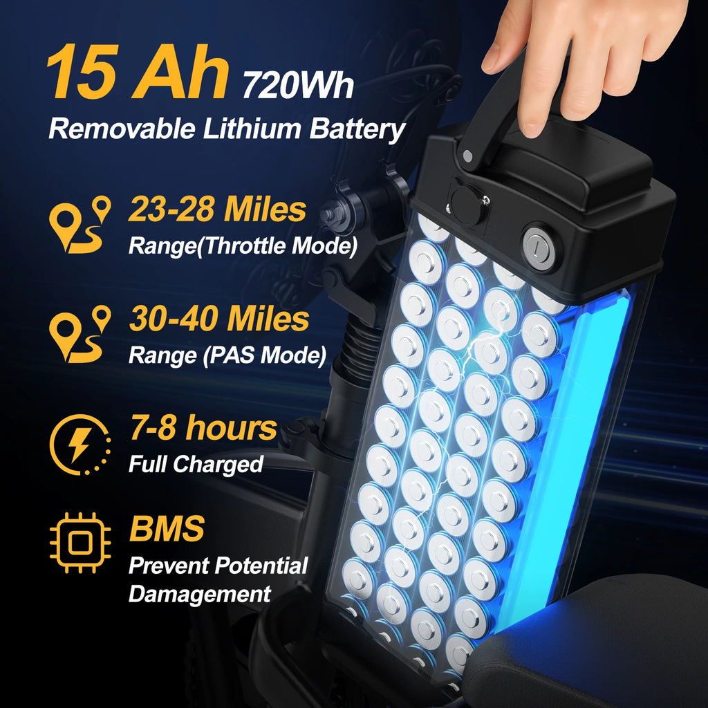 Electric Bike For Adults, Folding Electric Bike, 500W Peak Motor, Electric Bicycle With 14" Tire, 48V 20AH/15AH/10Ah Battery