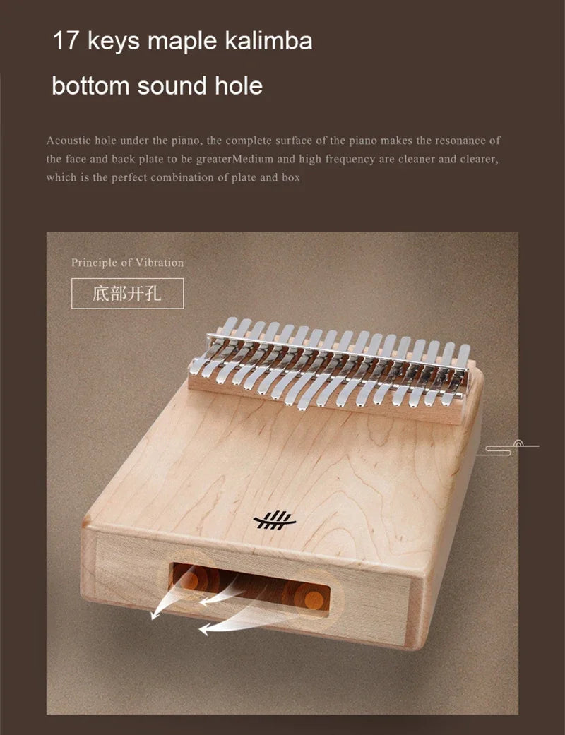 Hluru Kalimba 17Key Professional 21 Key Thumb Piano Rosewood Acacia Walnut Finger Piano Mbira For Beginner