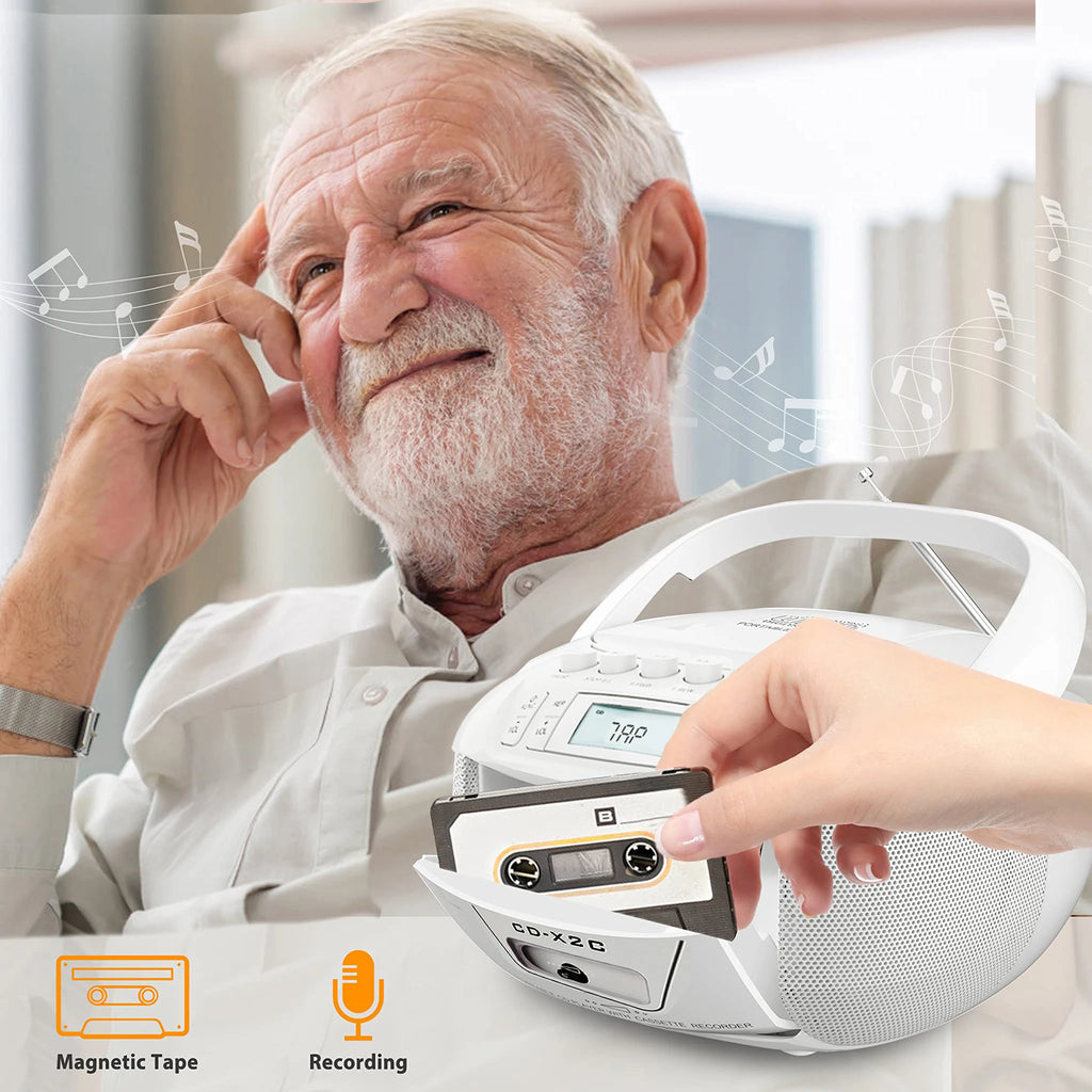 CD cassette boombox combo with bluetooth and AM FM radios,portable cd tape recorder with USB,DC AC powered