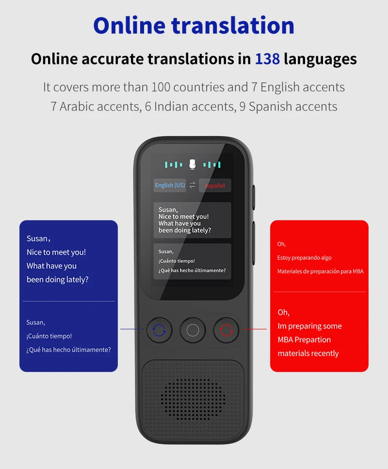 Language Translator Device Portable Translator 148 Languages Real-time Recording Translation WIFI Ai ChatGPT Translate Machine