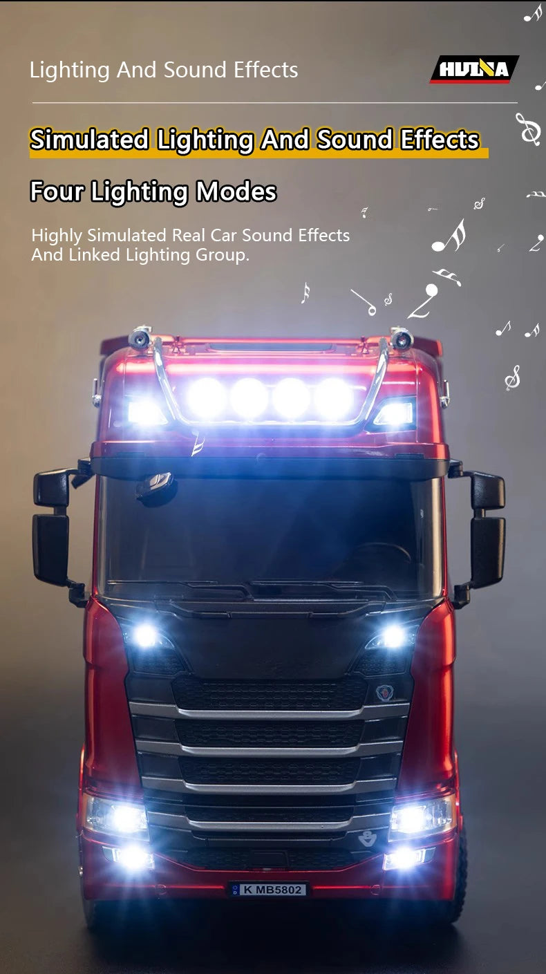Huina 1501 770S Rc Car Tractor 19Ch Remote Control Trailer Truck 1/18 Engineering Vehicle with Light Sound Toys Christmas Gifts