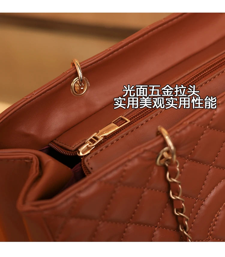 Classic Retro Chain Strap Messenger Bag Women's Luxury Textured Leather Handbag Paris Fashion Zipper Shoulder Bag